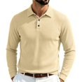thumbnail image 6 of Men's Corduroy Polo Shirt Long Sleeve Slim Fit Casual Pullover Business Casual Golf Shirt, 6 of 8