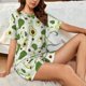 thumbnail image 4 of Fotbe Green Avocado Conjunto de Pijama Estampado para Mujer, 2 Piezas, Ropa de Dormir con Camiseta de Manga Corta y Shorts Suaves-Medium, 4 of 6