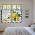 thumbnail image 3 of Yellow Lemon Kitchen Curtains 45 Inch Length, Wooden Summer Botanical Black White Checkered Tiers Curtains for Bathroom Bedroom Cafe, Light Filtering Small Window Treatment Drapes 2 Panels 42"Wx45"L, 3 of 8