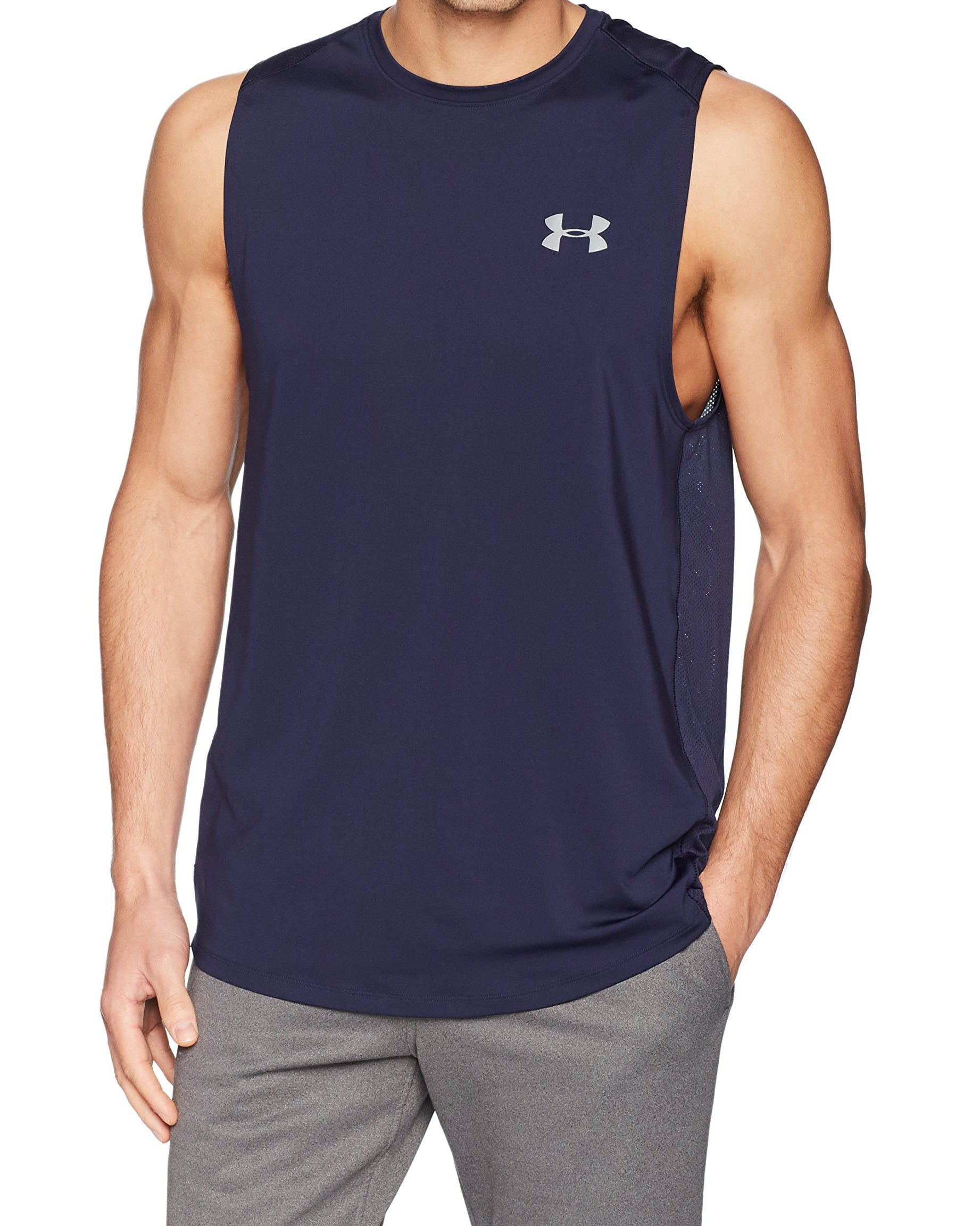 Under Armour Navy Mens Sleeveless Printed Tank Top 2XL