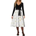 thumbnail image 4 of Valentines Day Dresses Women Long Sleeve V-Neck A-line Dress with Heart Print White 3XL, 4 of 5
