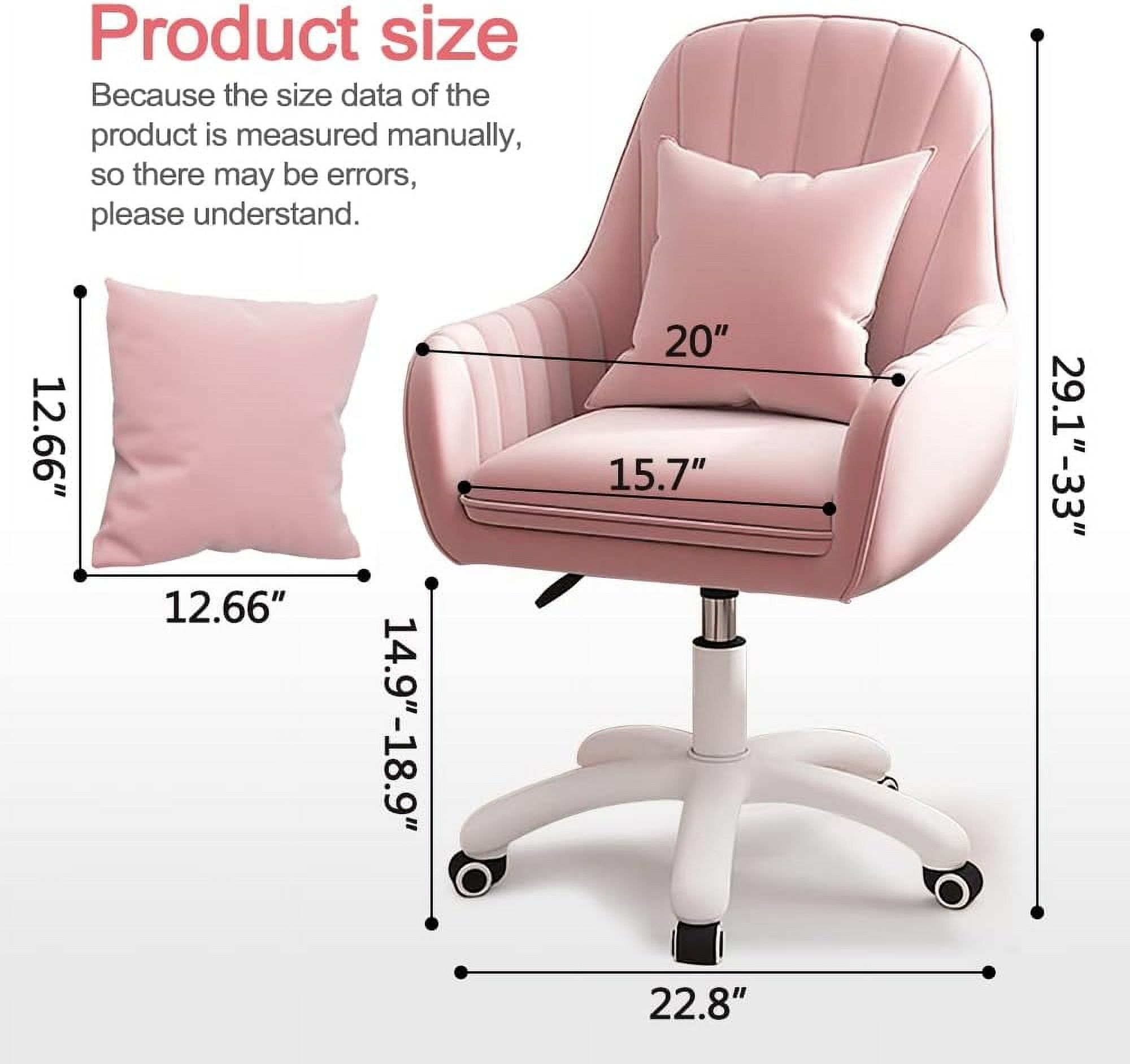 WXJHL Home Office Chair Computer Chair with Mid-Back Upholstered Modern Tufted Computer Task Chair Swivel Height Adjustable Velvet Accent Chair.（Pink）