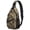 Camo and Branch Green Pattern, variant on Camo and Grass Tan Pattern Sling Backpack, Unisex Daily Travel Sling Pack with Side Mesh Pockets, Earphone Hole Port Gift Ideas for Hiking Cycling Walking