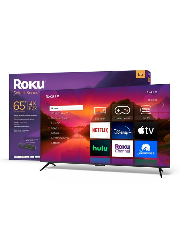 Roku 65" Select Series 4K HDR Smart RokuTV with Roku Enhanced Voice Remote, Brilliant 4K Picture, Automatic Brightness, and Seamless Streaming