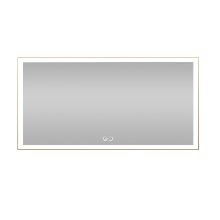 60 in. W x 28 in. H LED Rectangular Frameless Anti-Fog Bathroom Mirror Front Light