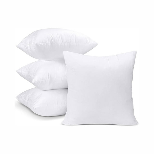 Juego de ropa de cama Laklulu de 4 rellenos de cojín de 45 x 45 cm, relleno de cojín interior, cojín de sofá (blanco)