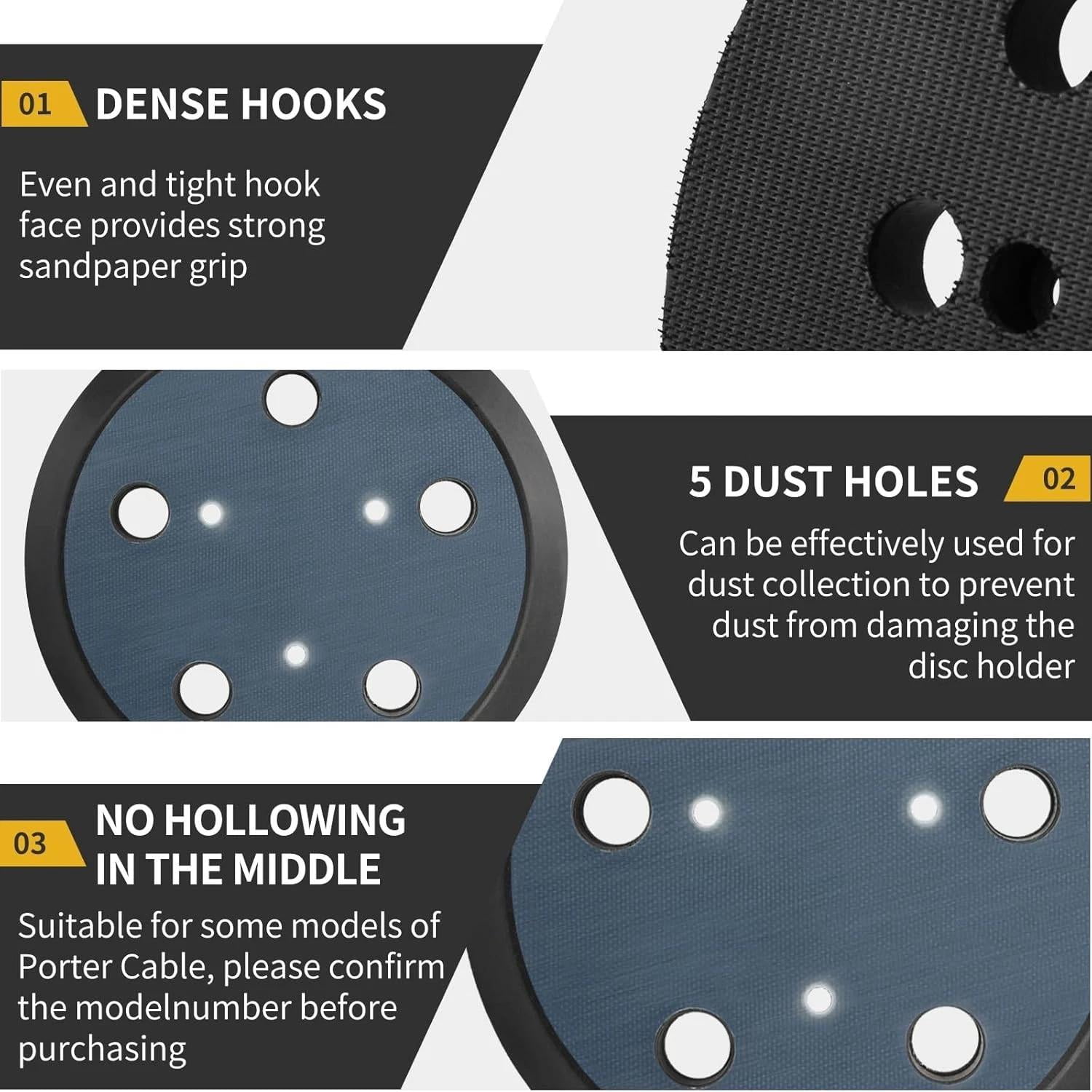 Orbital Sander Replacement Pad 5 Inch 2 Pack for Porter Cable Random Orbit Sa...
