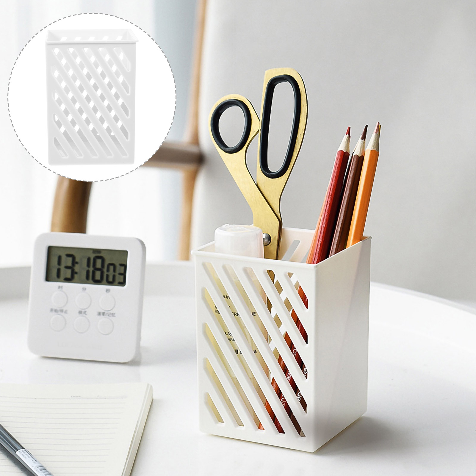 3- Mount Pen Holder Set, Multi-Functional Cutlery and Pencil Case Pouch, White Organizer