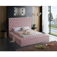 thumbnail image 3 of Pemberly Row Modern Solid Wood Tufted Velvet Full Bed in Pink, 3 of 6