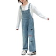thumbnail image 5 of YunPes Girls Denim Overalls Teen Jean Dungarees Pants with Buttons Kids Sleeveless Straight Jeans Jumpsuit Bib Long Rompers, 5 of 5