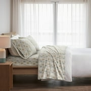 Twin Size Bed Sheets Set, 3-Piece Cozy Cotton Flannel Sheets Set Twin with Deep Pocket Fitted Sheet, Multi Leaves