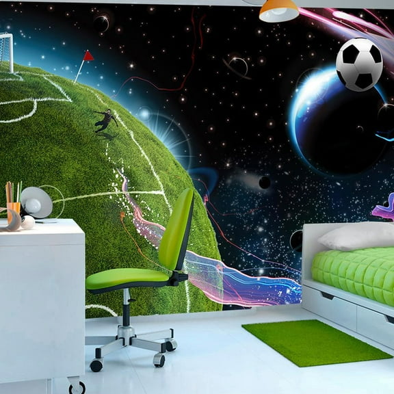 Tiptophomedecor Football Wallpaper Wall Mural - Playing Soccer In Space