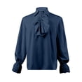 thumbnail image 3 of GigrtiJin Woman's Medieval Renaissance Steampunk Shirt Ruffle Long Sleeve Collar Solid Color Steampunk Pullover Tops, 3 of 6