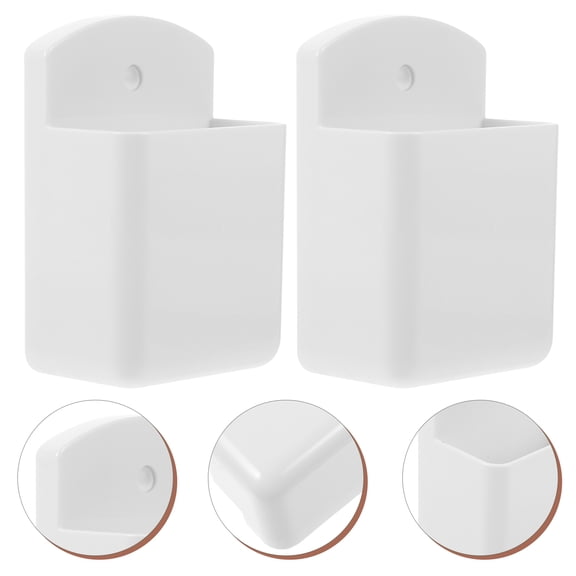 NICEXMAS 2-Pack White Acrylic Wall Mount Remote Control Holders Organizer for TV, AC, Fan Controller Storage
