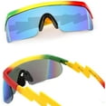 thumbnail image 2 of VONTER Classic Flat Top Shield ZigZag Sunglasses Siamese Goggles Rainbow Mirrored Lenses B2602 - Rainbow Color, 2 of 5