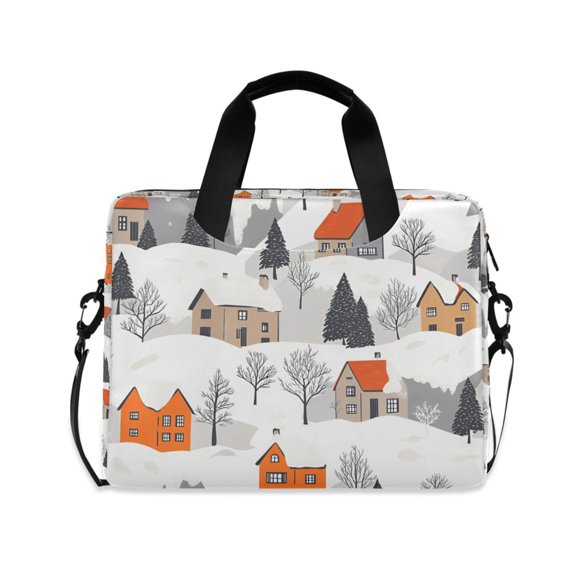 FORMRS 16" Laptop Bag Carrying Sleeve Case with Handle Travel Shoulder Briefcase, Beige Snow Houses