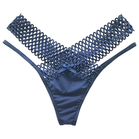 MZXELPRJD Womens Underwear Womens Panties Ice Silk Low Waist Ultra Thin See Through Mesh Thong Panties Panties for Women Pack Blue