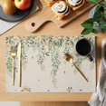 thumbnail image 2 of Watercolor Floral Placemats Set of 6, Spring Leaves Flowers Botanical Beige Placemats for Dining Table, Place Mats for Kitchen Tabletop, Waterproof Wipeable Dining Table Mats Set, 2 of 9