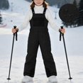 thumbnail image 2 of WAVSUF Girls Boys Snow Ski Overalls Multi Pockets Insulated Puffer Down Ripstop Snowboarding Winter Pants Black 4, 2 of 9