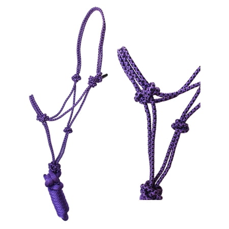 Nylon Horse Braided Rope Noseband Halter w/ Lead Rope Purple 606EA02PR