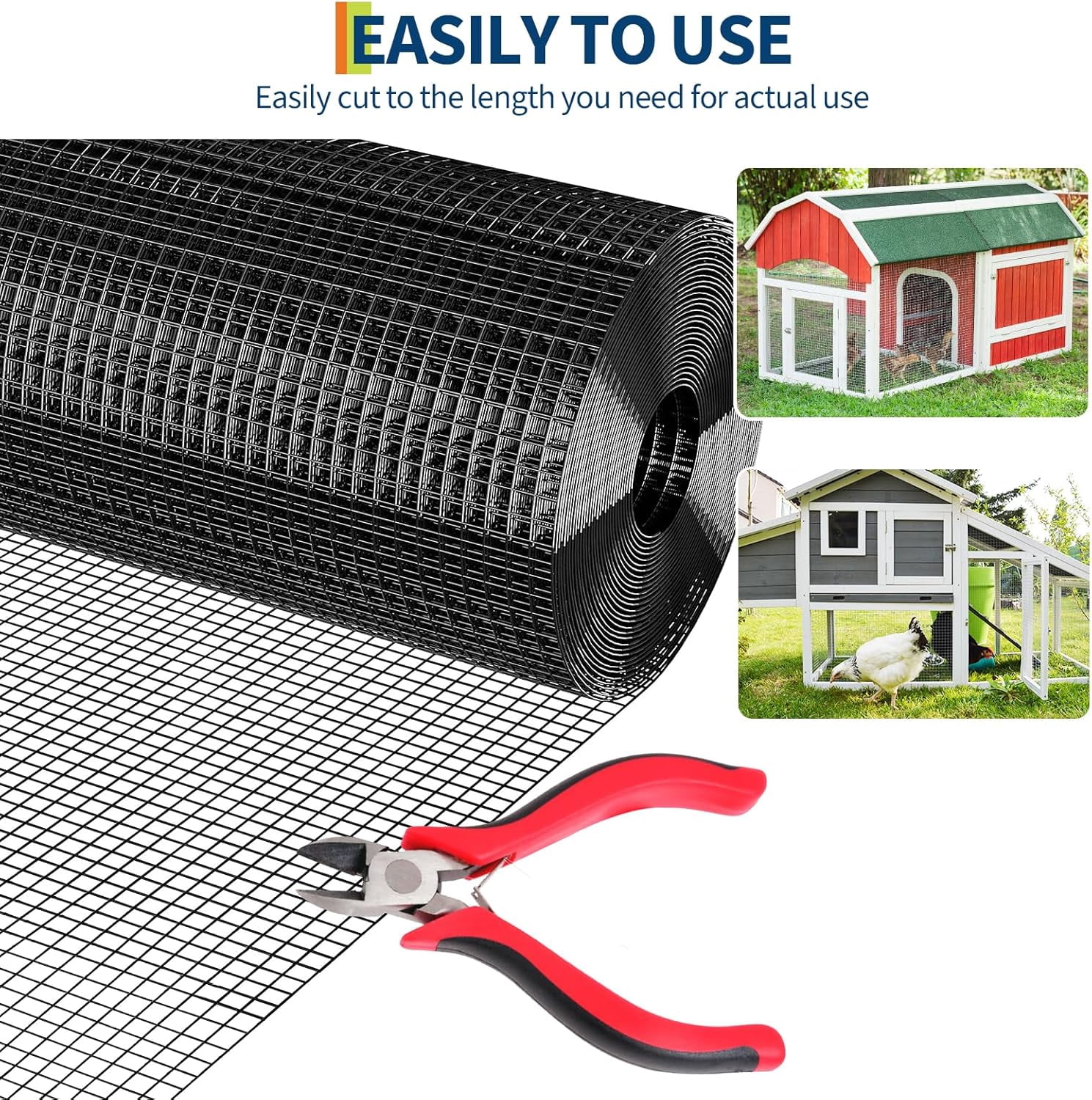 EastVita 48in x 50ft 1/2 Inch 19 Gauge Post Welding Galvanized Hardware Cloth Chicken Wire Roll for Coop Poultry Garden Protection (Black)