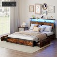 thumbnail image 4 of Gymax Queen Size LED Bed Frame w/2-Tier Storage Headboard & 4 Drawers Charging Station, 4 of 10