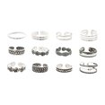 thumbnail image 1 of MasteelfCA 12PCS Unisex Foot Rings Trendy Fashion Folk-custom Alloy Plating Geometric Seaside Toe Joint Rings Set Opening Rings (Silver), 1 of 7