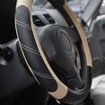 thumbnail image 2 of Sport Leather Steering Wheel Cover 14 1/2 inch to 15 inch Universal, Padded Soft Grip Breathable for Car Truck SUV Jeep, Anti Slip Odorless Black and Gray, 2 of 10