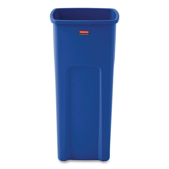 Rubbermaid Commercial Untouchable Recycling Container Square Plastic 23gal Blue 356973BE