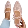 thumbnail image 4 of Miluxas Ballet Flats for Women Mary Jane Shoes with Strap Lace up Bow Flat Shoes Comfortable Dress Shoes for Women Dressy Work office Wedding Daily Ballerina Shoes Pink 9.5(43), 4 of 9