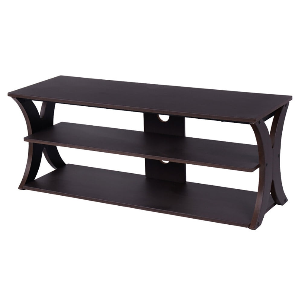 Finihen TV Stand, TV Cabinet, 3-Tier TV Stand Storage Console with Storage Shelves, for Living Room, Bedroom, Brown