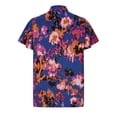 thumbnail image 6 of Women's Casual V-Neck Boho Floral Tops Ruffle Short Sleeve Blouse Pleated Babydoll T Shirt Blue,L, 6 of 6