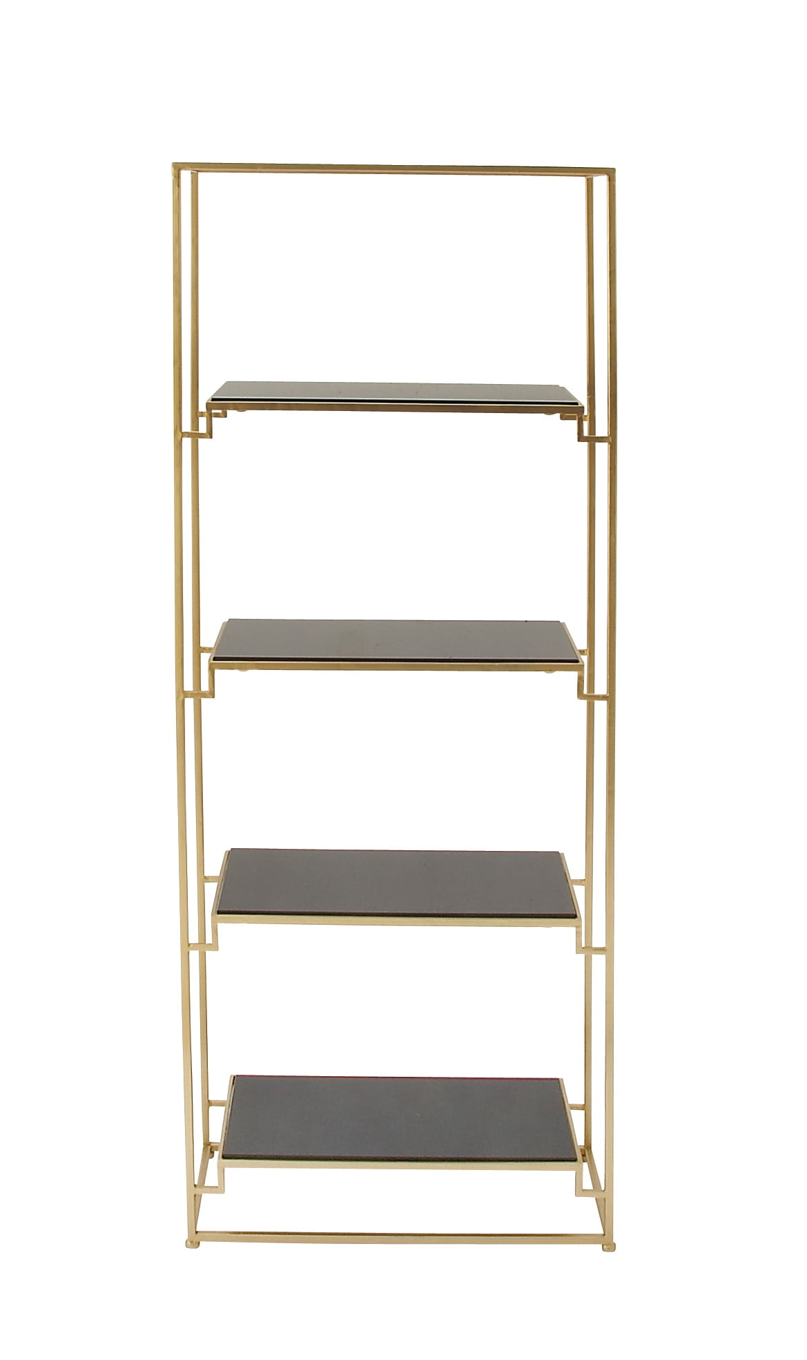 DecMode 63" x 24" Gold Metal Contemporary Shelving Unit
