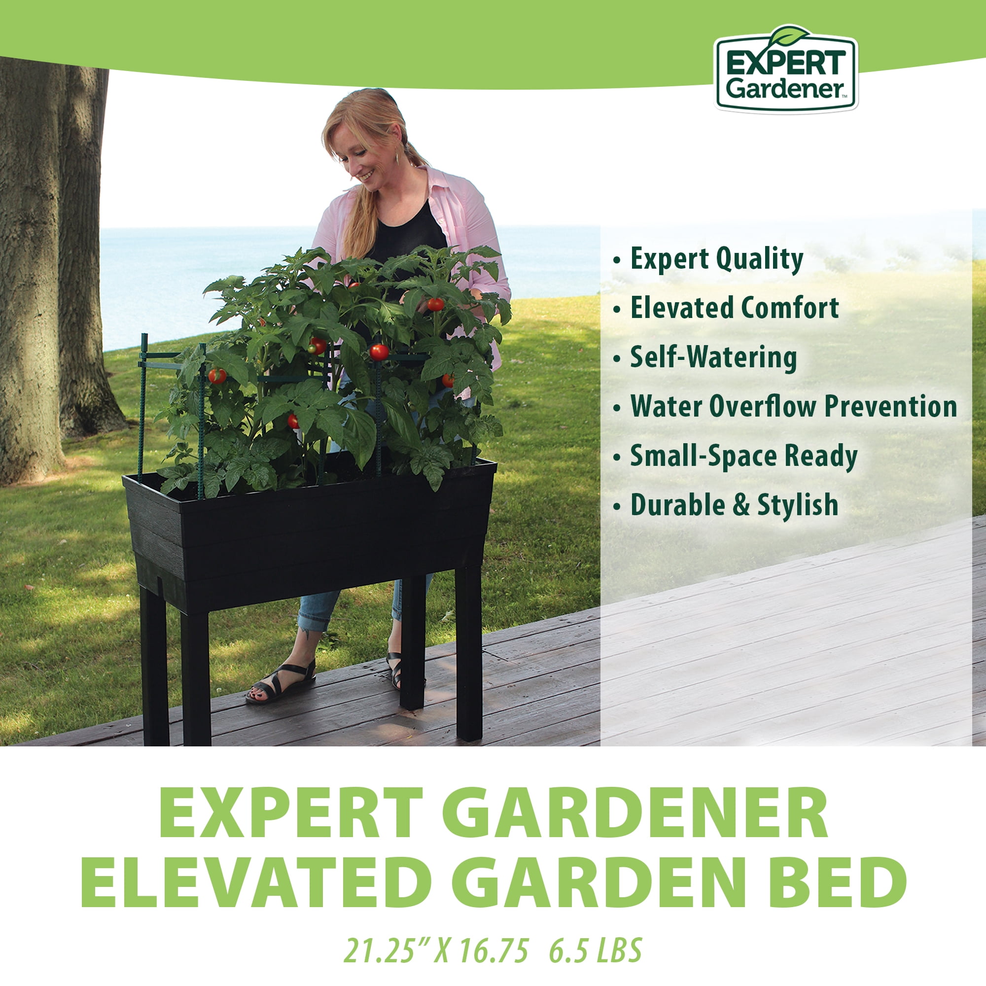 Expert Gardener Elevated Garden Bed with Self-Watering System for Patios