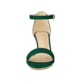 thumbnail image 6 of BLISSFUL STEP Women's Strappy Open Toe Kitten Ankle Heels Sandals Green 10, 6 of 7