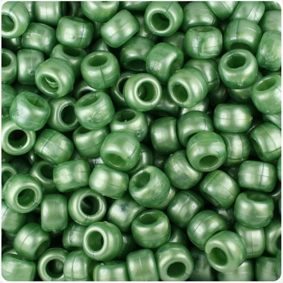 BeadTin Fern Green Pearl 9mm Barrel Pony Beads (500pc)
