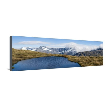 Elevated view of lake on mountain, Mount Aspiring National Park, West Coast, South Island, New Z... Stretched Canvas Print Wall