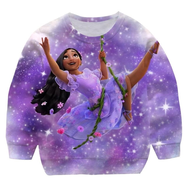 Encanto encantador para niños, ropa súper genial, sudadera de gran tamaño para niñas, ropa de otoño para niños, sudaderas con capucha 3D con estampado de dibujos animados 3T Gao Jinjia LED