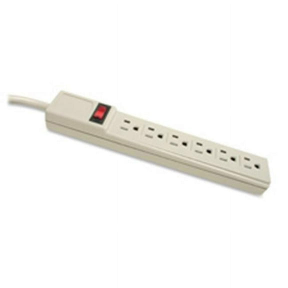 Compucessory  Power Strip- 6 Outlet- Built-in Circuit Breaker- 15ft. Cord- Gray