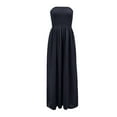 thumbnail image 2 of Dyfzdhu Jumpsuits for Women Strapless Tube Wide Leg Smocked Casual Off Shoulder Loose Long Pants Rompers Black, 2 of 4