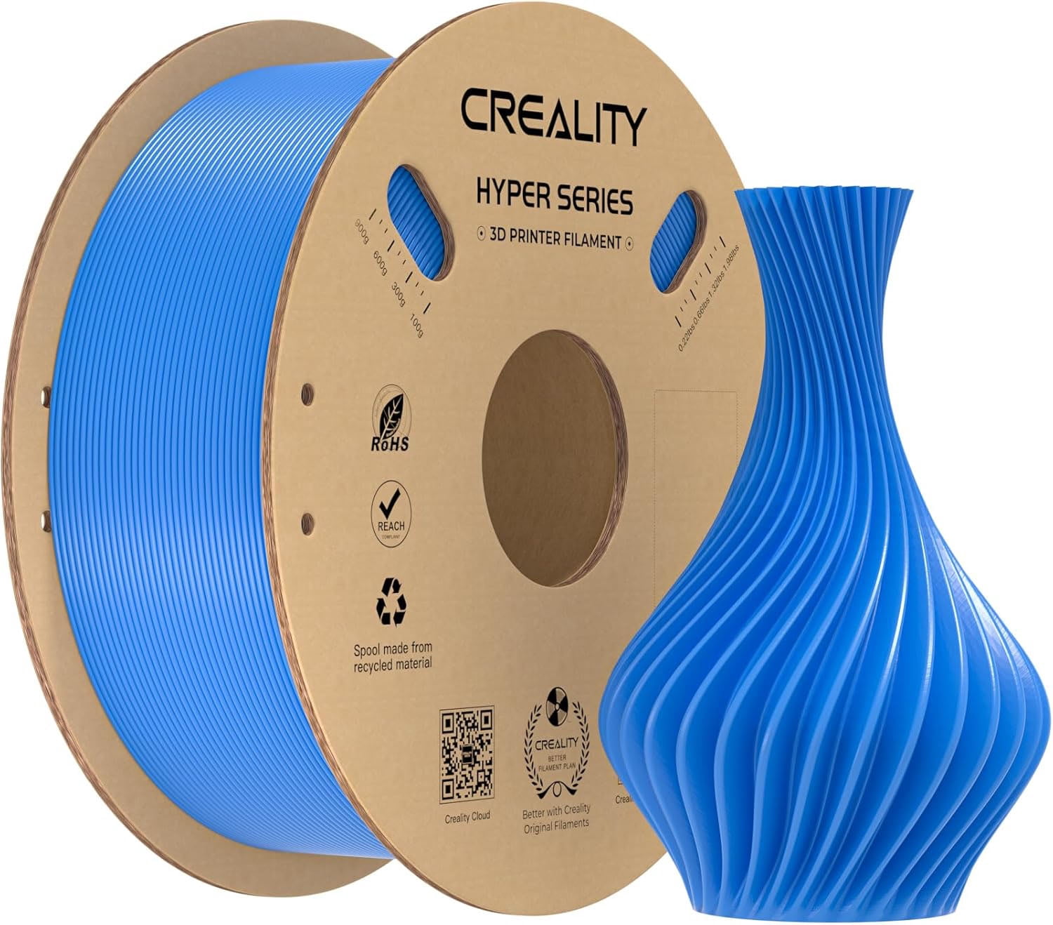 Creality Hyper PLA 3D Printer Filament 600mm/s High-Speed +/-0.03mm Accuracy For Creality K1 Max Ender-5 S1 Anycubic Prusa Bambu Blue 4 Unit per pack