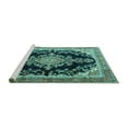 thumbnail image 2 of Ahgly Company Machine Washable Indoor Rectangle Medallion Turquoise Blue Traditional Area Rugs, 7' x 10', 2 of 4