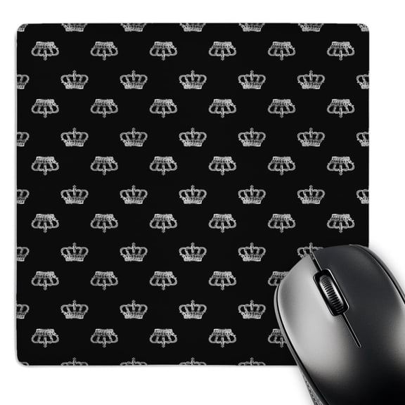 3dRose, Black and Silver Vintage Crowns, MousePad