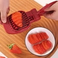 thumbnail image 2 of Fruit Slicer, Egg Slicer for Hard Boiled Eggs, Slicing Tools for Fruit Sausages, Cucumbers, Mushroom Cutter, Rapid & Safe Slicing Kitchen Gadgets (Red), 2 of 7