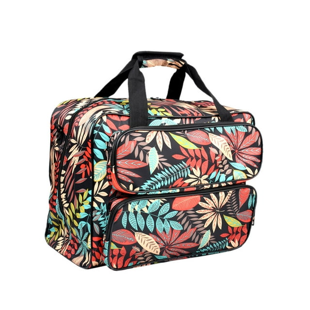 Sac de Rangement de Voyage Portable pour Couture avec Poignée Étui de Machine Portable Porte-Fermeture Éclair avec Poignée Organisateur Fourre-Tout Impression Compartiments de Bagage Noir