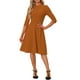 thumbnail image 1 of Vestido Vintage para Mujer INSPIRE CHIC de Manga 3/4 con Cuello Alto, Vestido A-Line de Oficina, Talla XS, Naranja Oscuro, 1 of 6