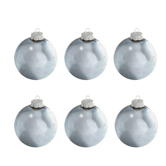 Whitehurst 6ct Shiny Sky Blue Glass Ball Christmas Ornaments 4" (100mm)