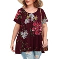 thumbnail image 2 of Birdeem Mode Décontractée pour Femmes Chemises Imprimées Manches Courtes Tee-Shirt Ample Grande Taille Col Rond Tunique Blouse, 2 of 5