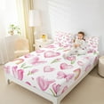 thumbnail image 4 of Manfei Pink Butterfly Full Size Sheets for Girls, Cute Rainbow Hearts Bed Sheets, Chic Flower Floral Sheet Sets, Ultra Soft Home Decor 4 Pieces, 4 of 7