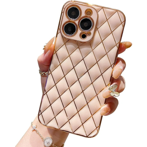 Compatible with iPhone 13 Pro Case with Glass Screen Protector Cute Slim Chic Aesthetic Slim Silicone Camera Protection Flexible Protective Case for iPhone 13 Pro Pink